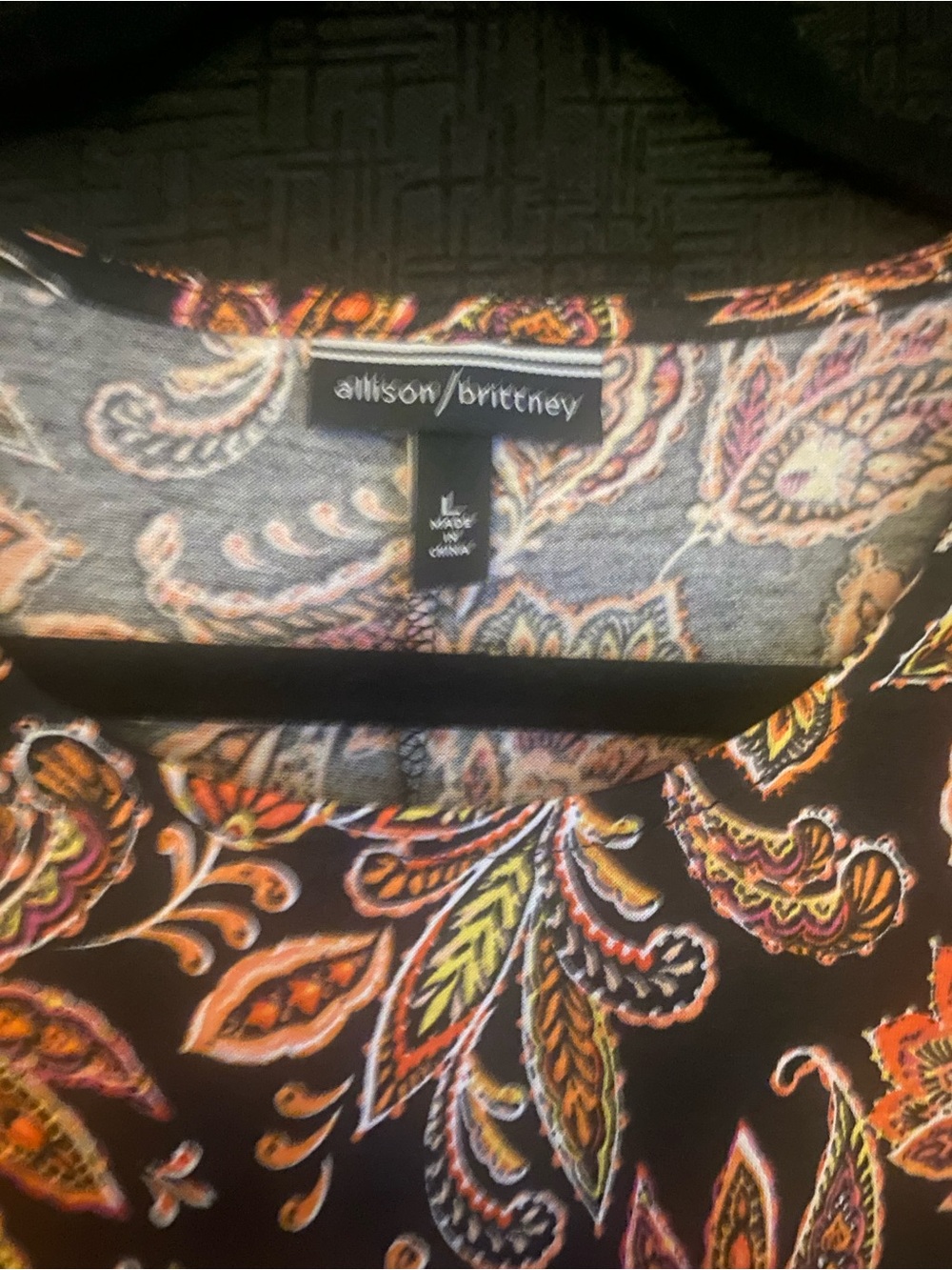 Allison Brittney - NWT Orange and Yellow Paisley Dress size large - Picture 2 of 3